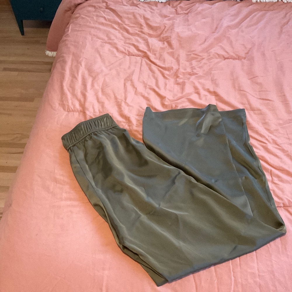 XS sheer olive wide-legged pants